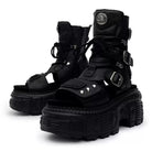 Punk Design Men's Punk Studded Buckle Strap Cutout Open-Toe Platform Chunky Sole Sandal Boots