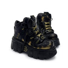 Punk Design Men's Punk Two‑Tone Lace-up Round‑Toe Platform Chunky Sole Shoes