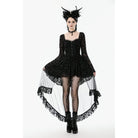 Punk Design Women's Gothic Bat Star Moon Printed Irregular Hem Dress