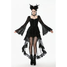 Punk Design Women's Gothic Bat Star Moon Printed Irregular Hem Dress