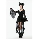 Punk Design Women's Gothic Bat Star Moon Printed Irregular Hem Dress