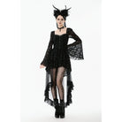 Punk Design Women's Gothic Bat Star Moon Printed Irregular Hem Dress