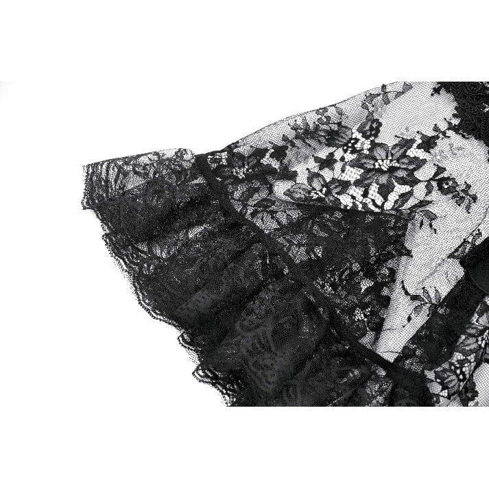 Punk Design Women's Gothic Bouble-breasted Floral Lace Cape