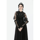 Punk Design Women's Gothic Bouble-breasted Floral Lace Cape