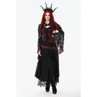 Punk Design Women's Gothic Contrast Color Floral Lace Cape