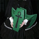 Punk Design Women's Gothic Cross Bat Wing Coffin Bag Green