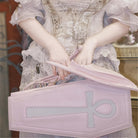 Punk Design Women's Gothic Cross Bat Wing Coffin Bag Pink