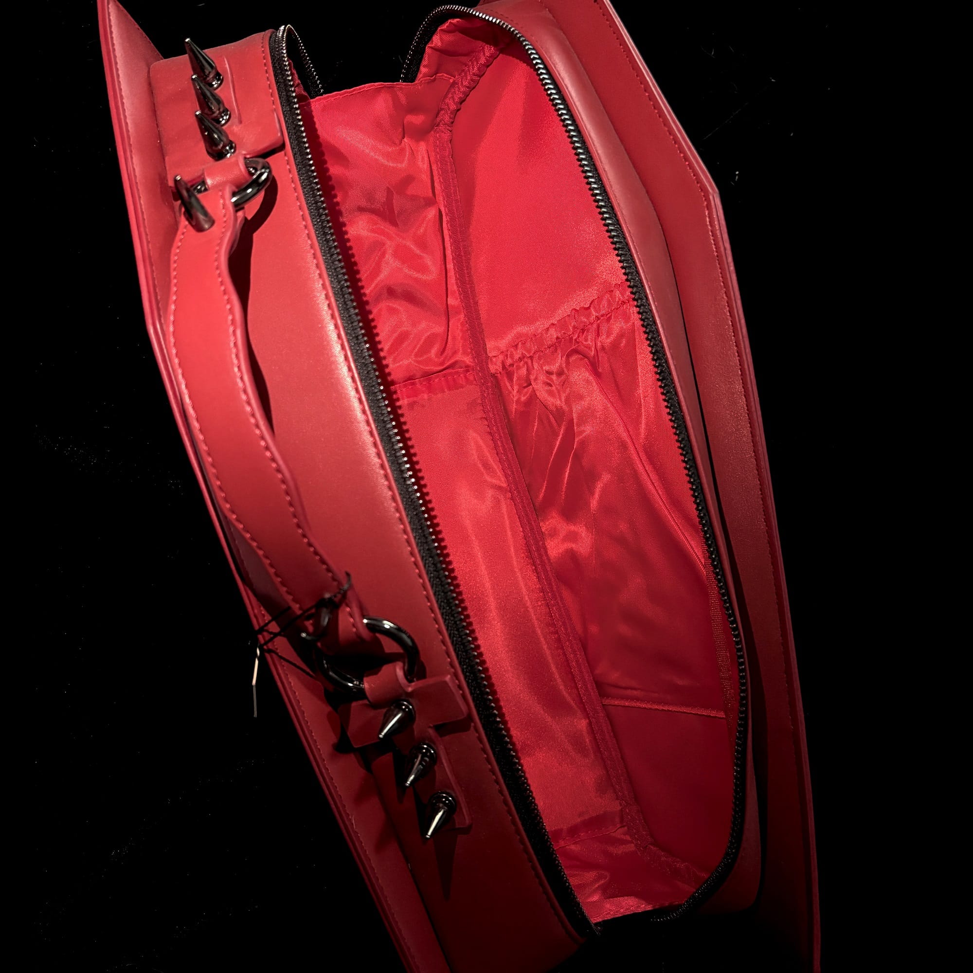 Punk Design Women's Gothic Cross Bat Wing Coffin Bag Red