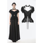 Punk Design Women's Gothic Cut-out Lace-up Top