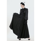Punk Design Women's Gothic Embroidered Pleated Maxi Skirt