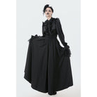 Punk Design Women's Gothic Embroidered Pleated Maxi Skirt