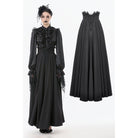 Punk Design Women's Gothic Embroidered Pleated Maxi Skirt