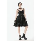 Punk Design Women's Gothic Lace-up Bowknot Ruched Slip Dress
