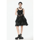 Punk Design Women's Gothic Lace-up Bowknot Ruched Slip Dress
