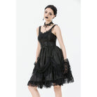 Punk Design Women's Gothic Lace-up Bowknot Ruched Slip Dress