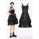 Punk Design Women's Gothic Lace-up Bowknot Ruched Slip Dress