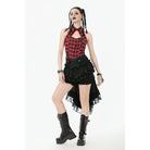 Punk Design Women's Gothic Lace-up Ruffled Swallow-tailed Shorts