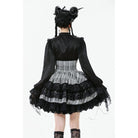 Punk Design Women's Gothic Layered Hem Lace-up High-Waist Skirt