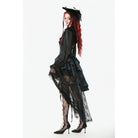 Punk Design Women's Gothic Layered Irregular Hem Buckle Skirt
