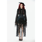 Punk Design Women's Gothic Layered Irregular Hem Buckle Skirt