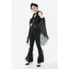 Punk Design Women's Gothic Multilayer Lace Splice Flared Pants