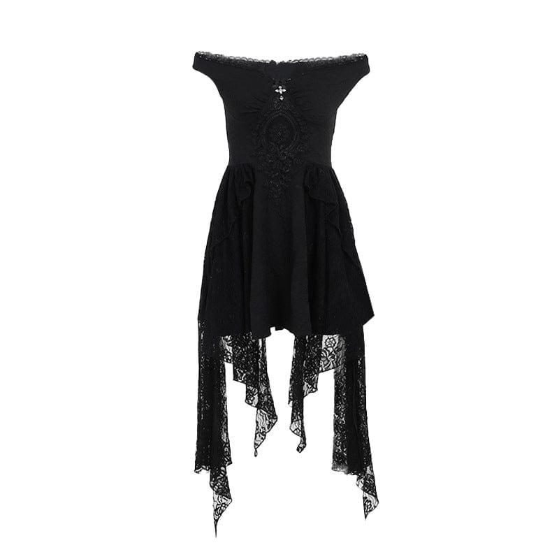 Punk Design Women's Gothic Off-the-shoulder Lace Splice Halloween Dress