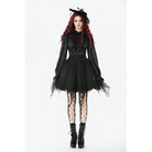 Punk Design Women's Gothic Rose Embroidered Mesh SKirt