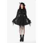 Punk Design Women's Gothic Rose Embroidered Mesh SKirt