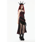 Punk Design Women's Gothic Rose Layered Lace Ruffle Asymmetric Slip Dress