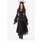 Punk Design Women's Gothic Rose Layered Lace Ruffle Asymmetric Slip Dress