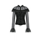 Punk Design Women's Gothic Rose Printed Ruffled Long Sleeved Top