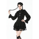 Punk Design Women's Gothic Ruffled Puff Sleeved Dress