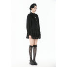 Punk Design Women's Gothic Ruffled Puff Sleeved Dress