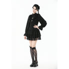 Punk Design Women's Gothic Ruffled Puff Sleeved Dress