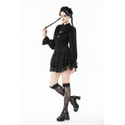 Punk Design Women's Gothic Ruffled Puff Sleeved Dress