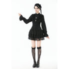 Punk Design Women's Gothic Ruffled Puff Sleeved Dress