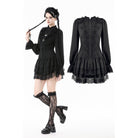 Punk Design Women's Gothic Ruffled Puff Sleeved Dress