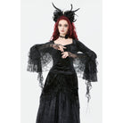 Punk Design Women's Gothic Square-cut Collar Flared Sleeved Velvet Top