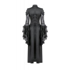 Punk Design Women's Gothic Stand Collar Ruffled Mesh Flared Sleeved Dress