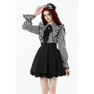 Punk Design Women's Gothic Striped Ruffled Pleated Dress