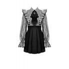 Punk Design Women's Gothic Striped Ruffled Pleated Dress
