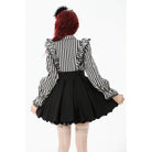 Punk Design Women's Gothic Striped Ruffled Pleated Dress