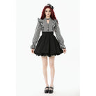 Punk Design Women's Gothic Striped Ruffled Pleated Dress