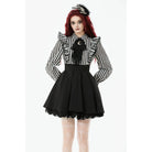 Punk Design Women's Gothic Striped Ruffled Pleated Dress