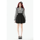 Punk Design Women's Gothic Striped Ruffled Pleated Dress