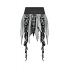 Punk Design Women's Grunge Buckle Strap Irregular Plaid Patchwork Skirt