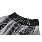 Punk Design Women's Grunge Buckle Strap Irregular Plaid Patchwork Skirt