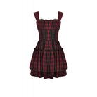Punk Design Women's Grunge Lace-up Ruched Plaid Cake Dress
