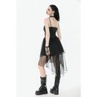 Punk Design Women's Punk Buckle Strap Lace-up Mesh Splice Slip Dress
