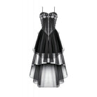 Punk Design Women's Punk Buckle Strap Lace-up Mesh Splice Slip Dress